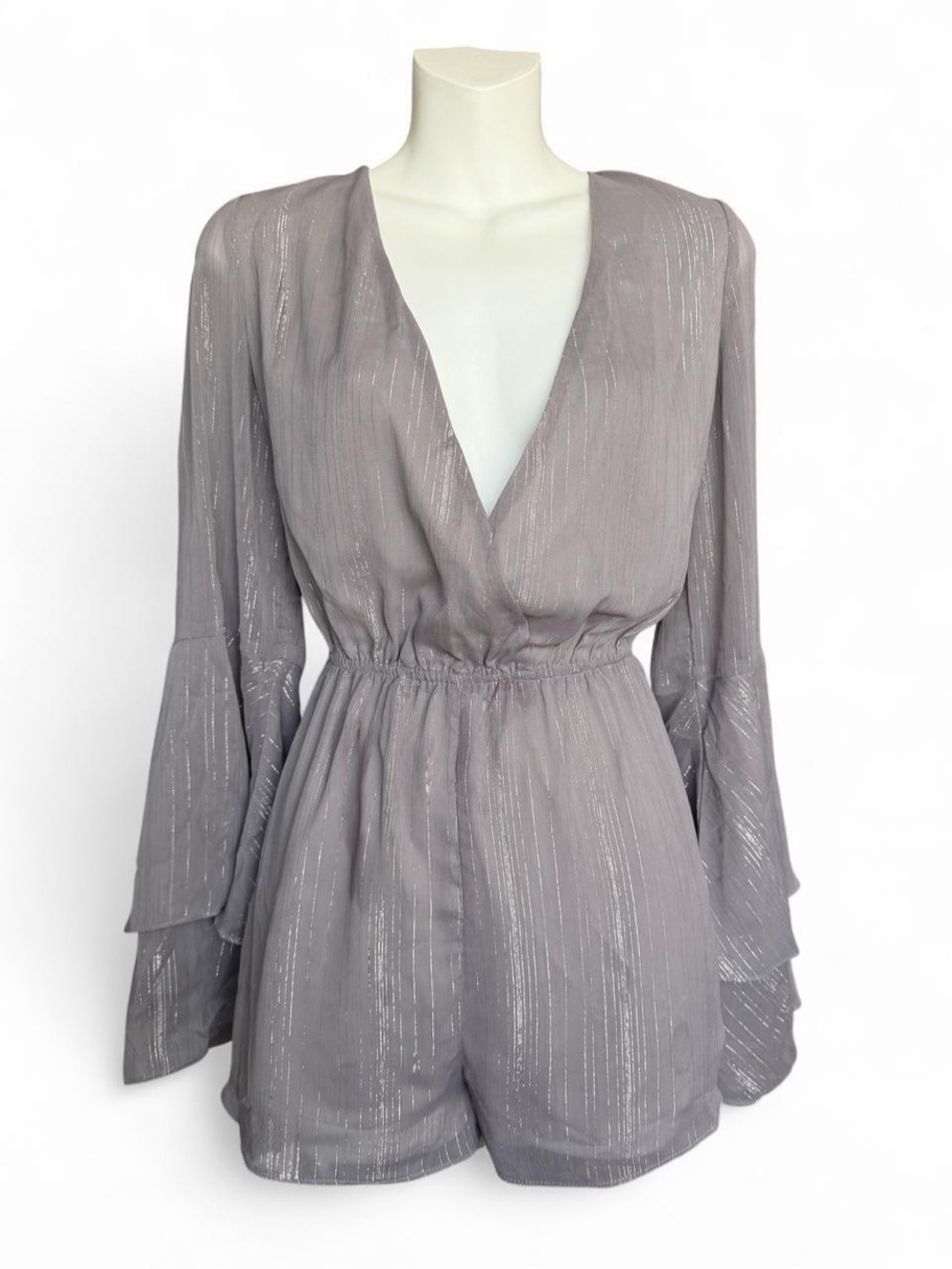 Tobi Dusty Mauve Metallic Romper